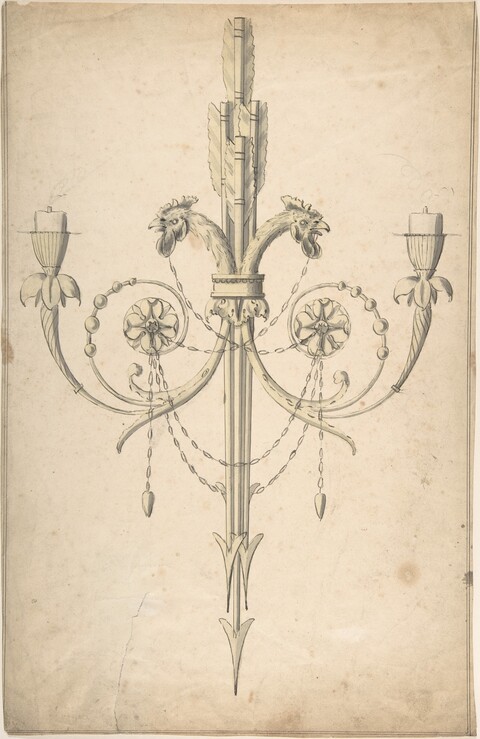 Design Drawing of Double Rooster Head Sconce