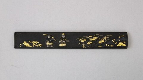Gold Inlaid Japanese Sword Kozuka