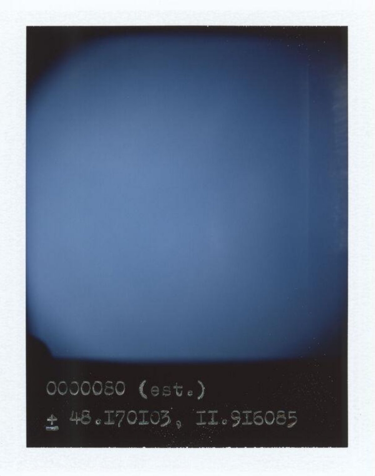Blue Polaroid with Coordinate Text