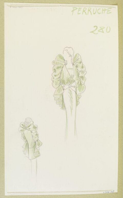 Vintage Green Fashion Design Sketch