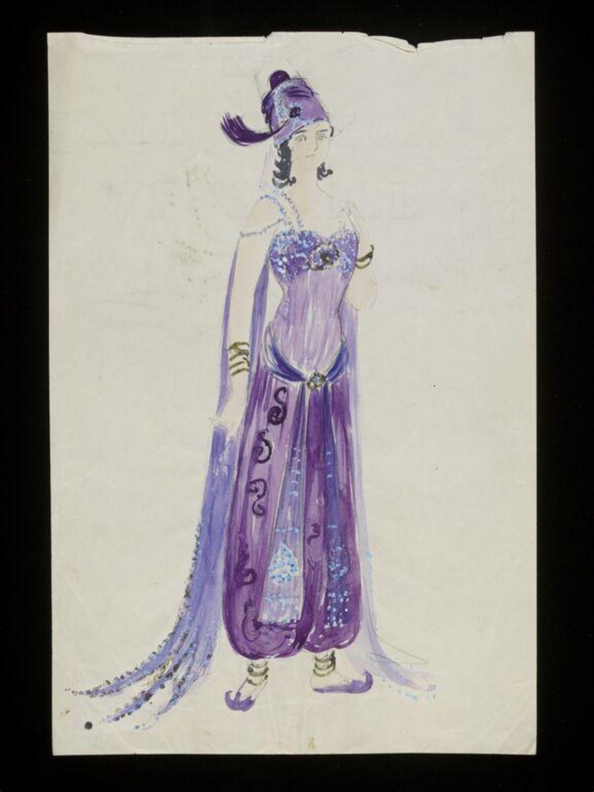 Hand-painted Purple Female Costume Sketch