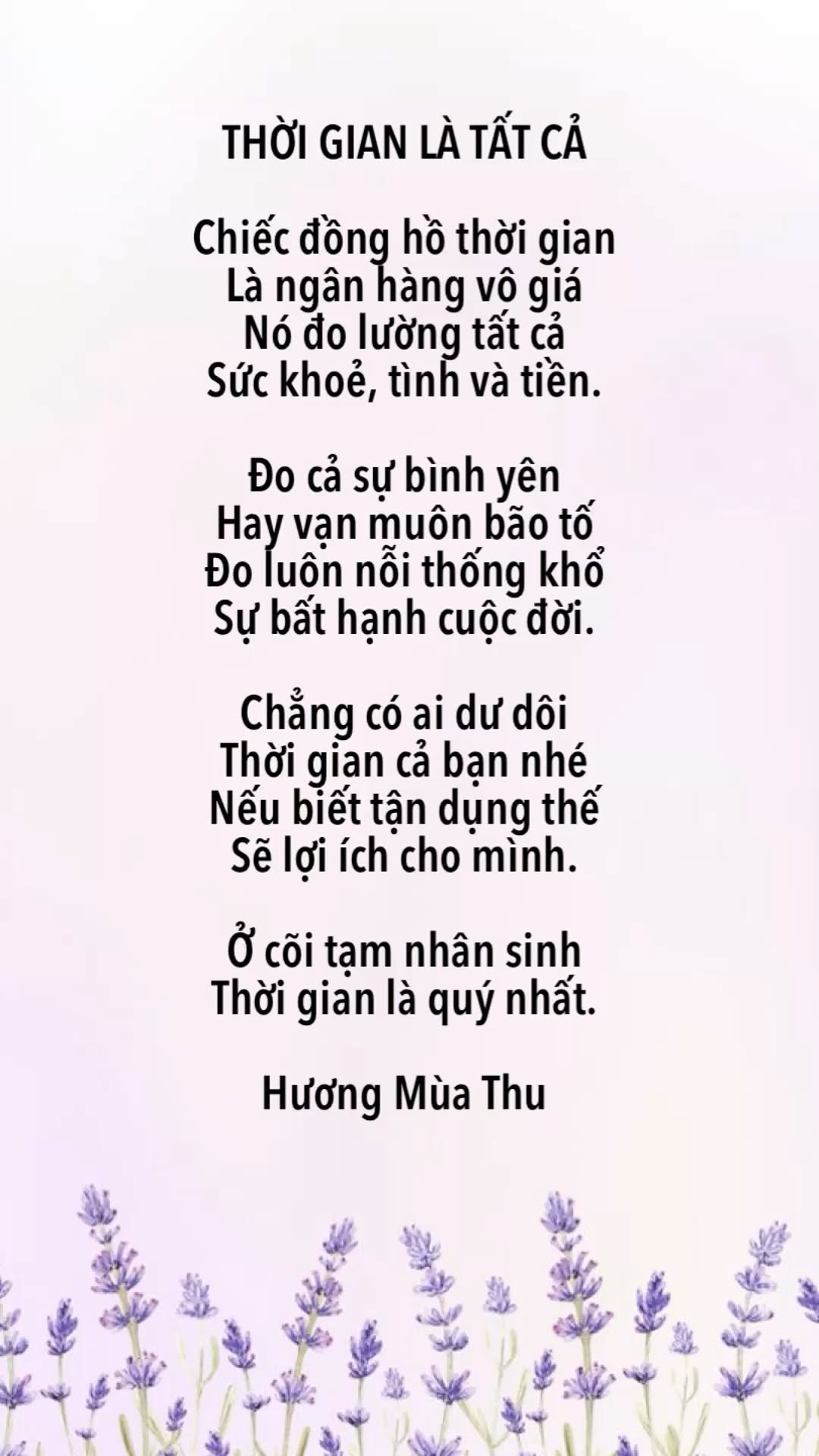 Vietnamese Poem Time Is Everything