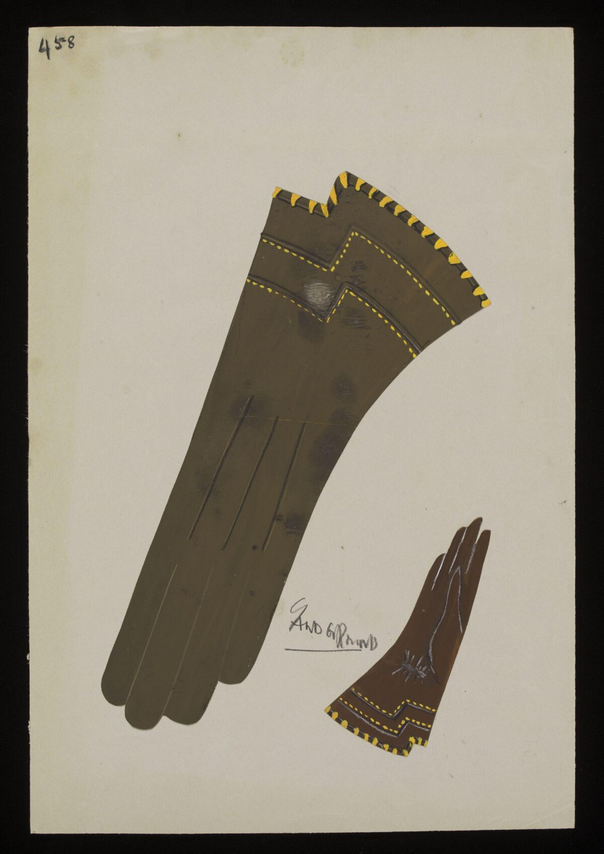 Vintage Hand-painted Glove Design Sketch