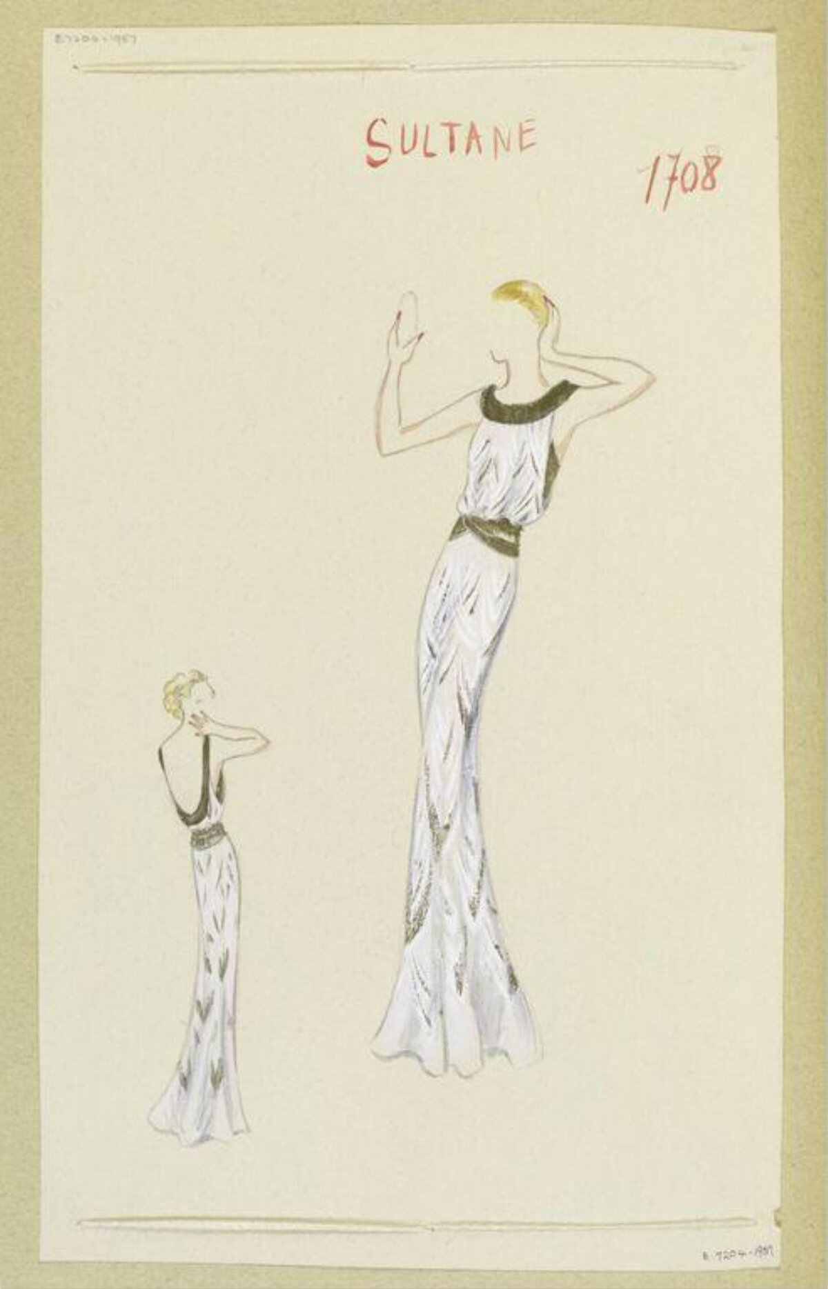 Vintage Sultane Gown Fashion Sketch