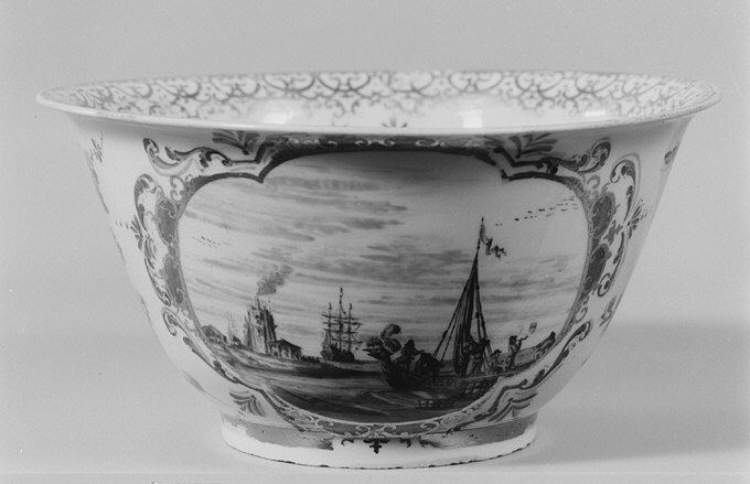 Painted Harbor Scene Porcelain Bowl