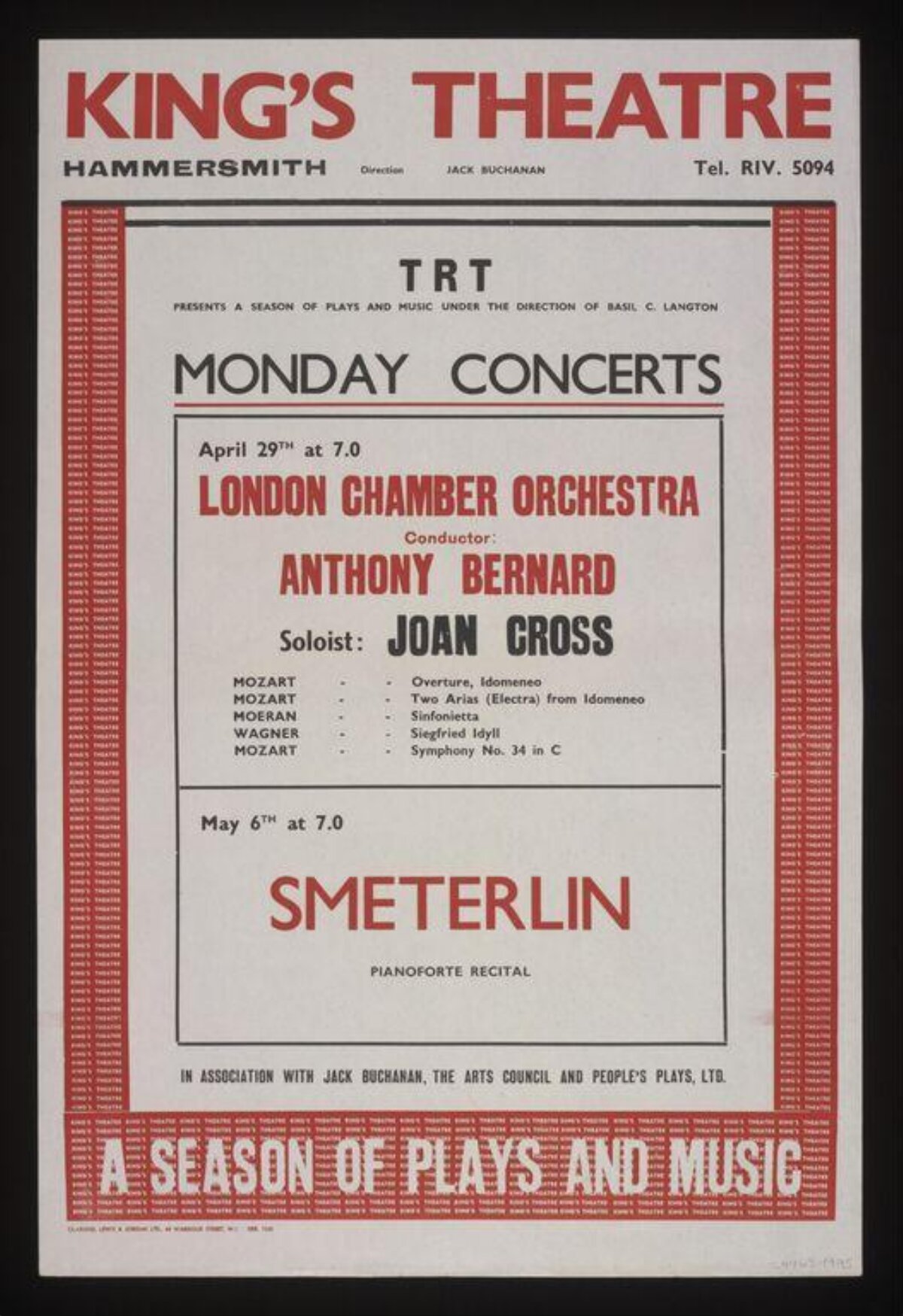 King's Theatre Monday Concerts Poster