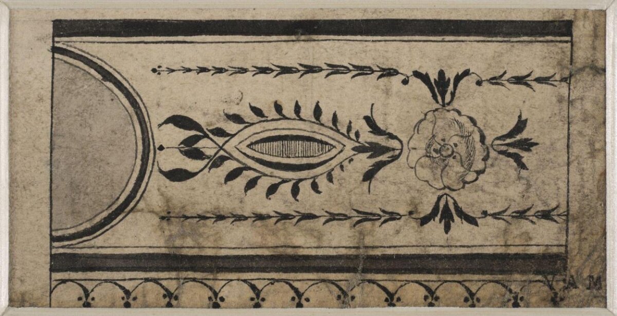 Antique Ink Floral Decorative Pattern Sketch