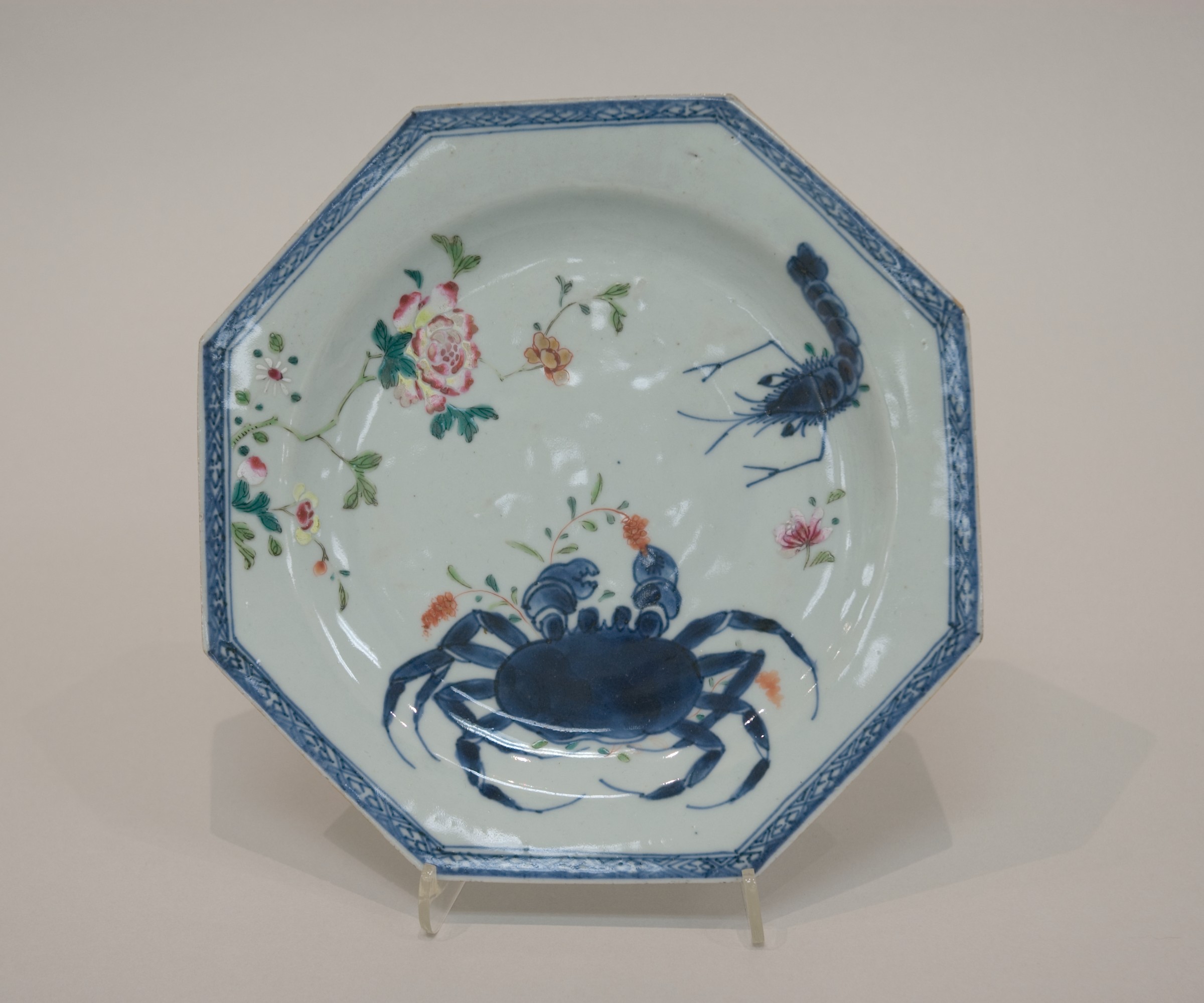 Octagonal Crab Pattern Porcelain Plate