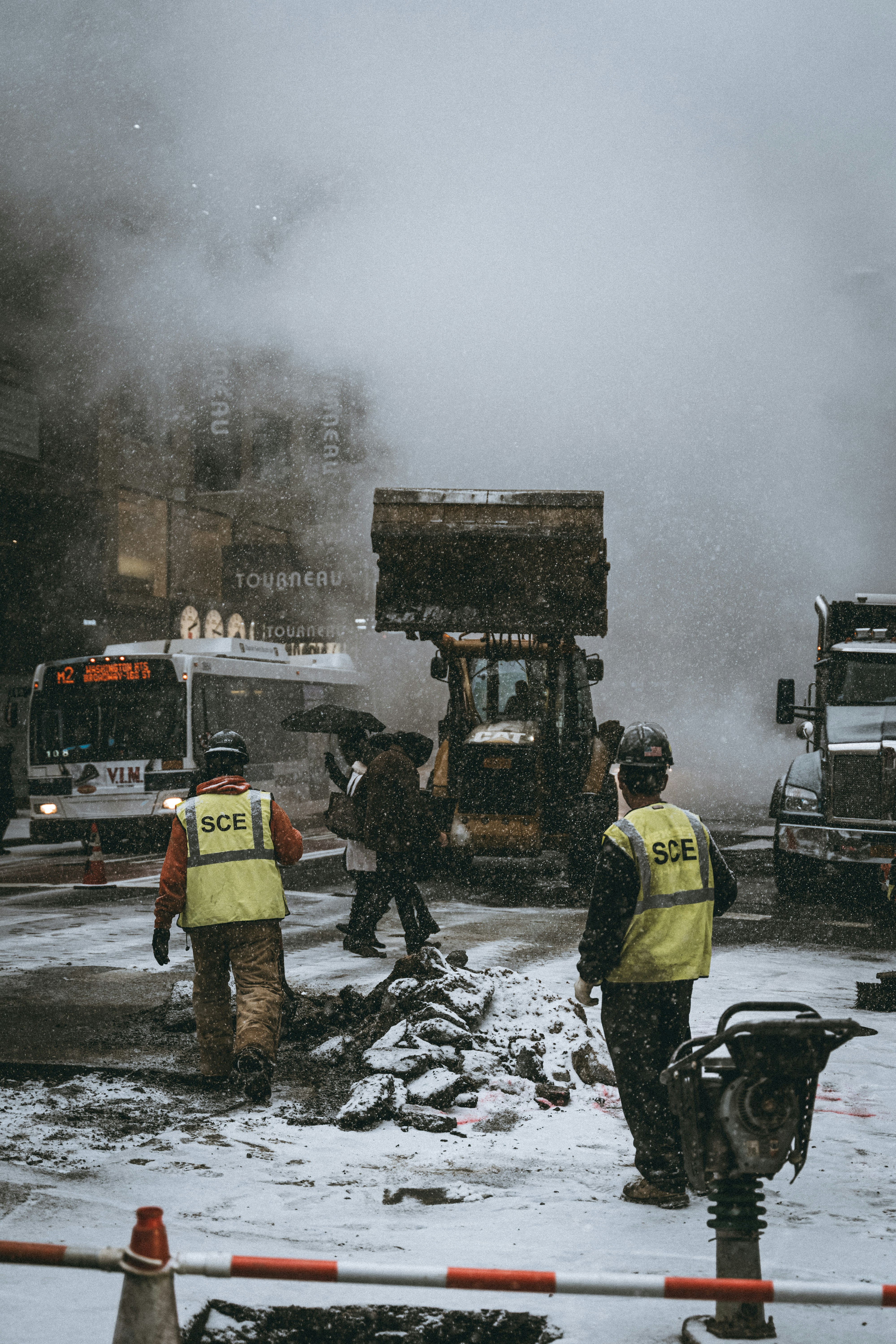 Snowy Urban Construction Site