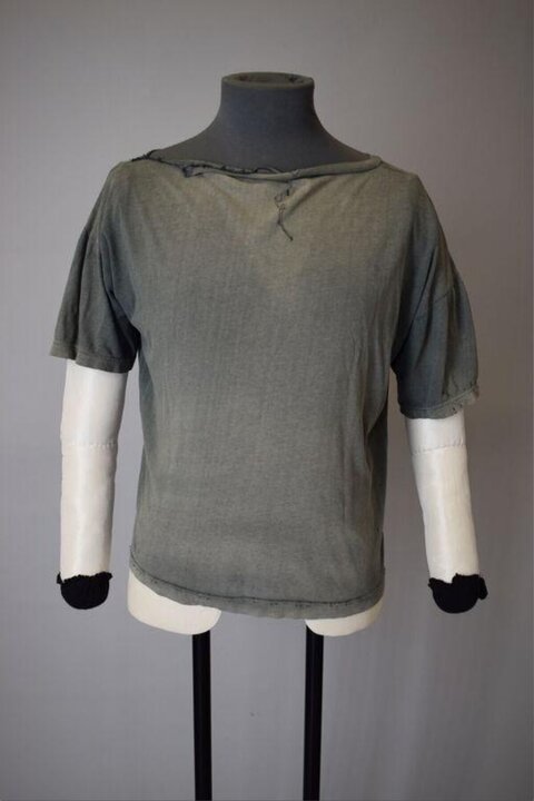 Distressed Gray T-Shirt on Mannequin