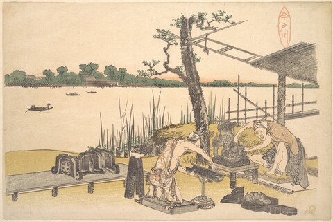 Woodblock Carvers at Imado River