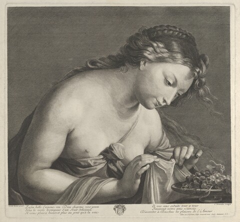 Engraving of Erigone with Grapes