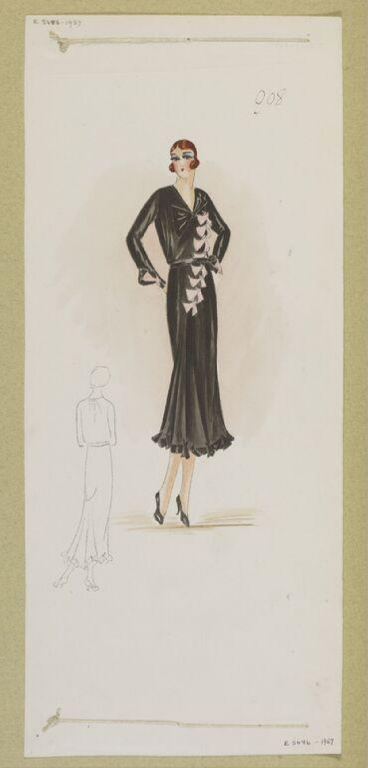 Vintage Black Dress Fashion Sketch