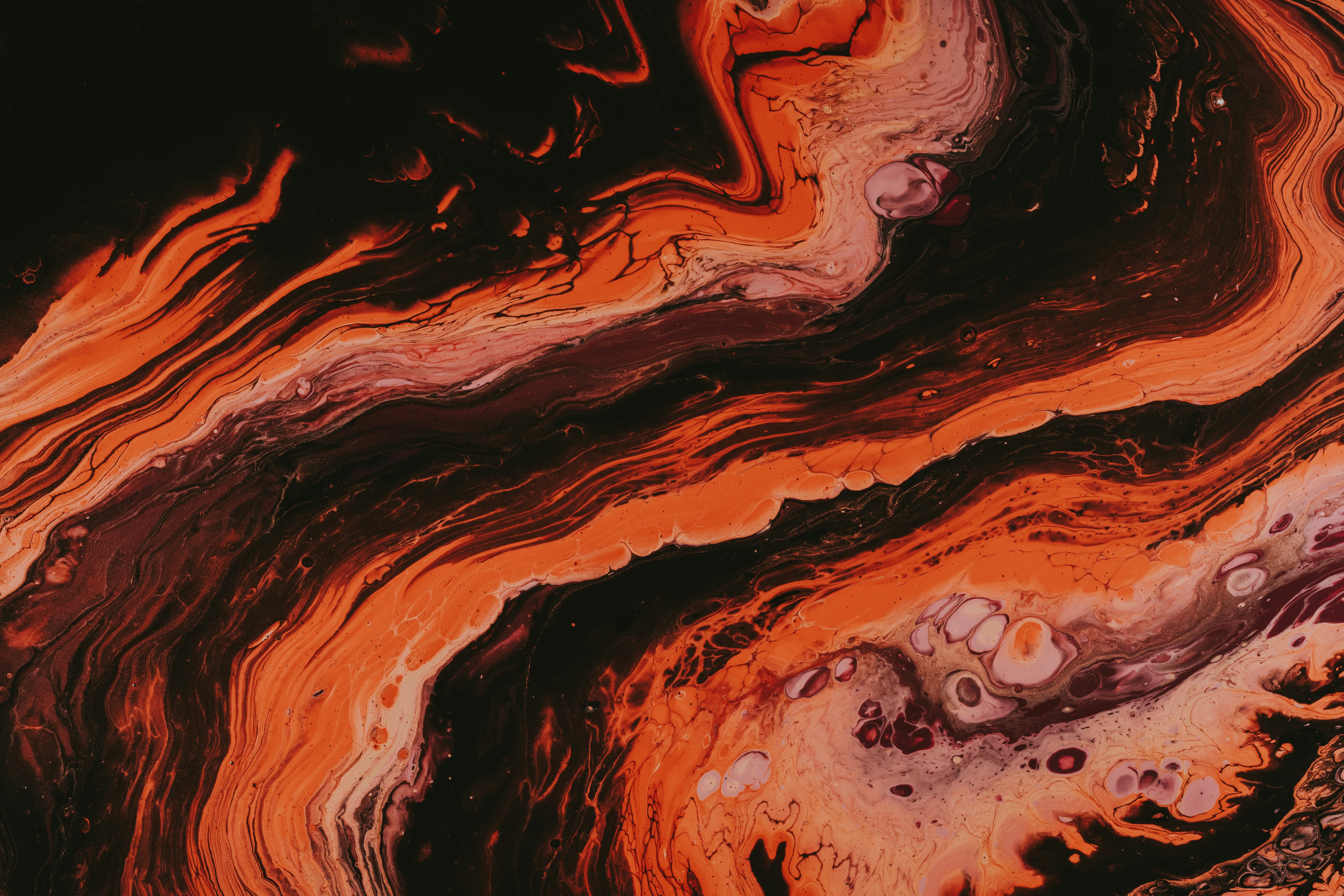 Orange Black Fluid Abstract Painting