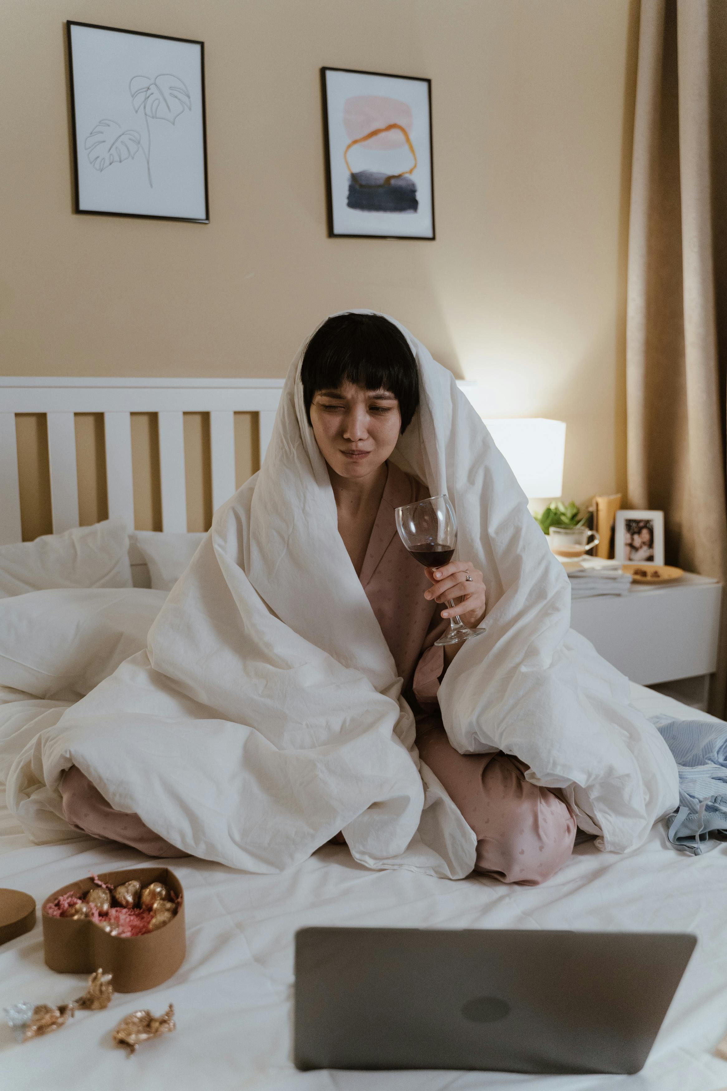 Heartbroken Crying Woman On Bed
