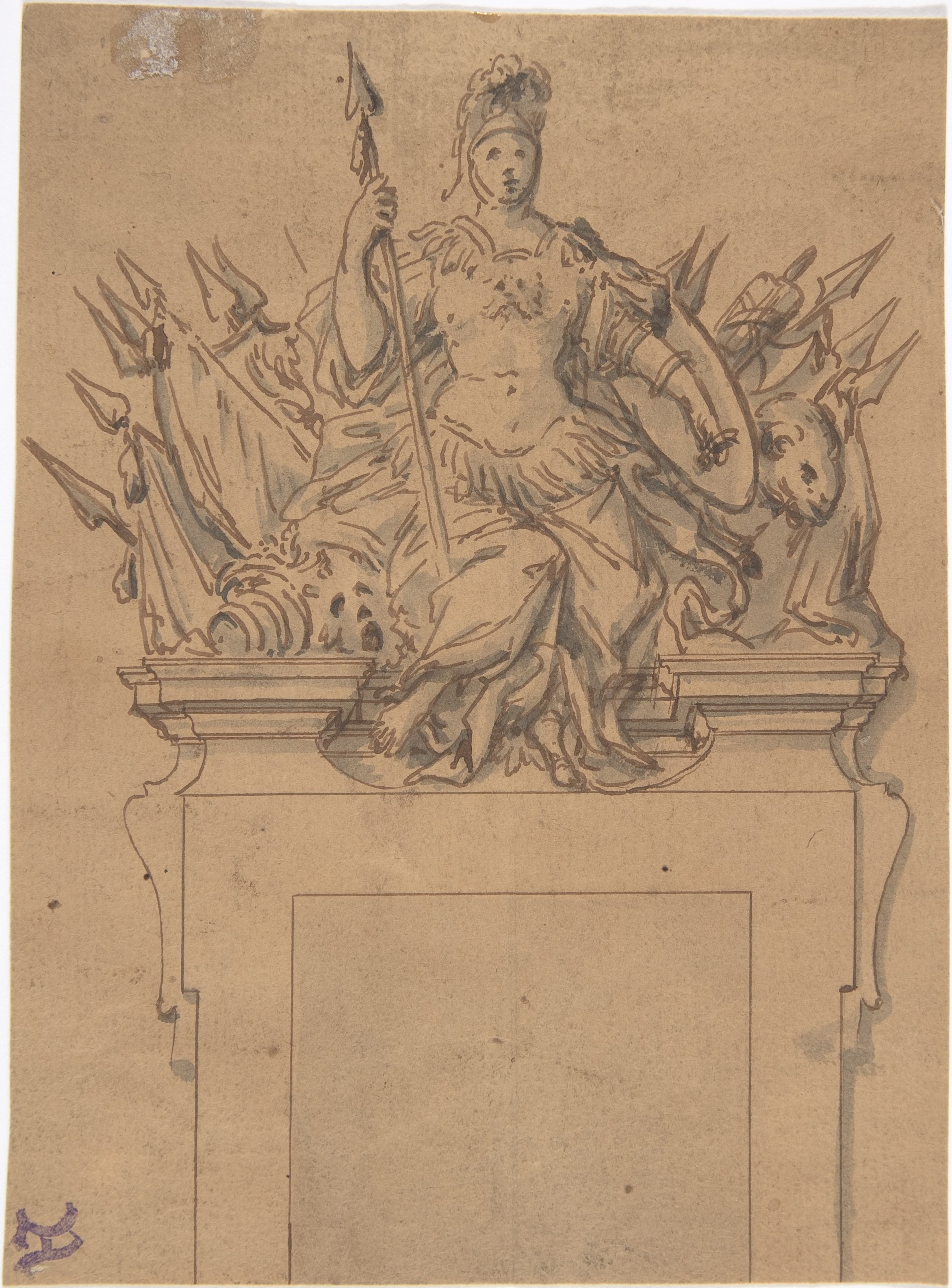 Seated Warrior Allegory Monument Sketch