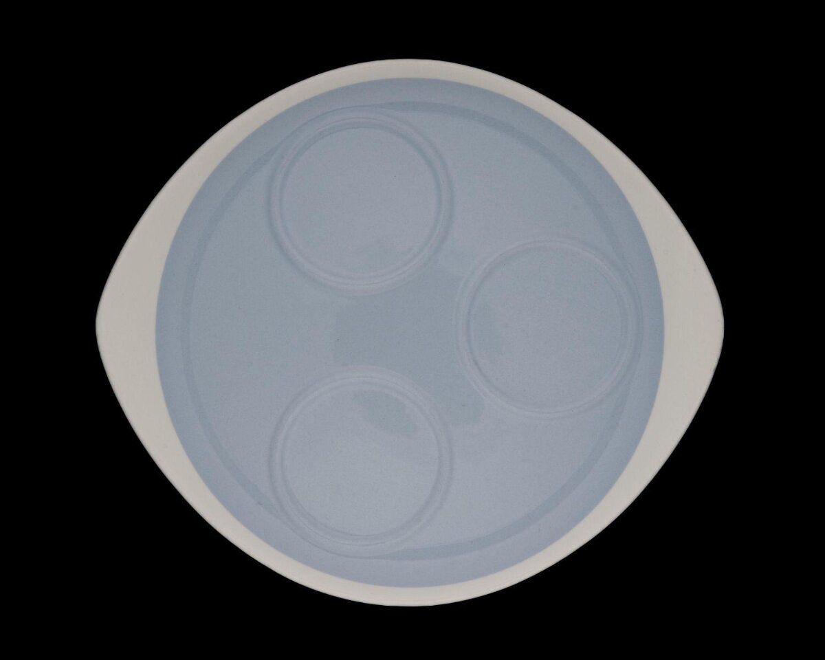 Three-slot Light Blue Ceramic Tray