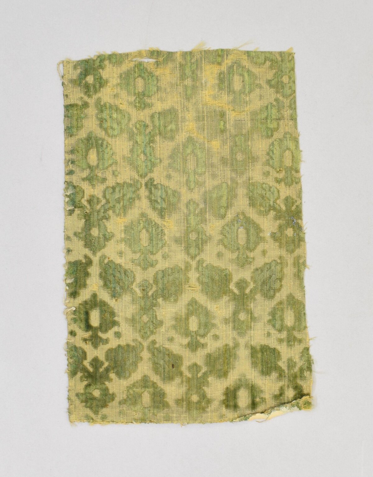 Antique Green Patterned Textile Fragment