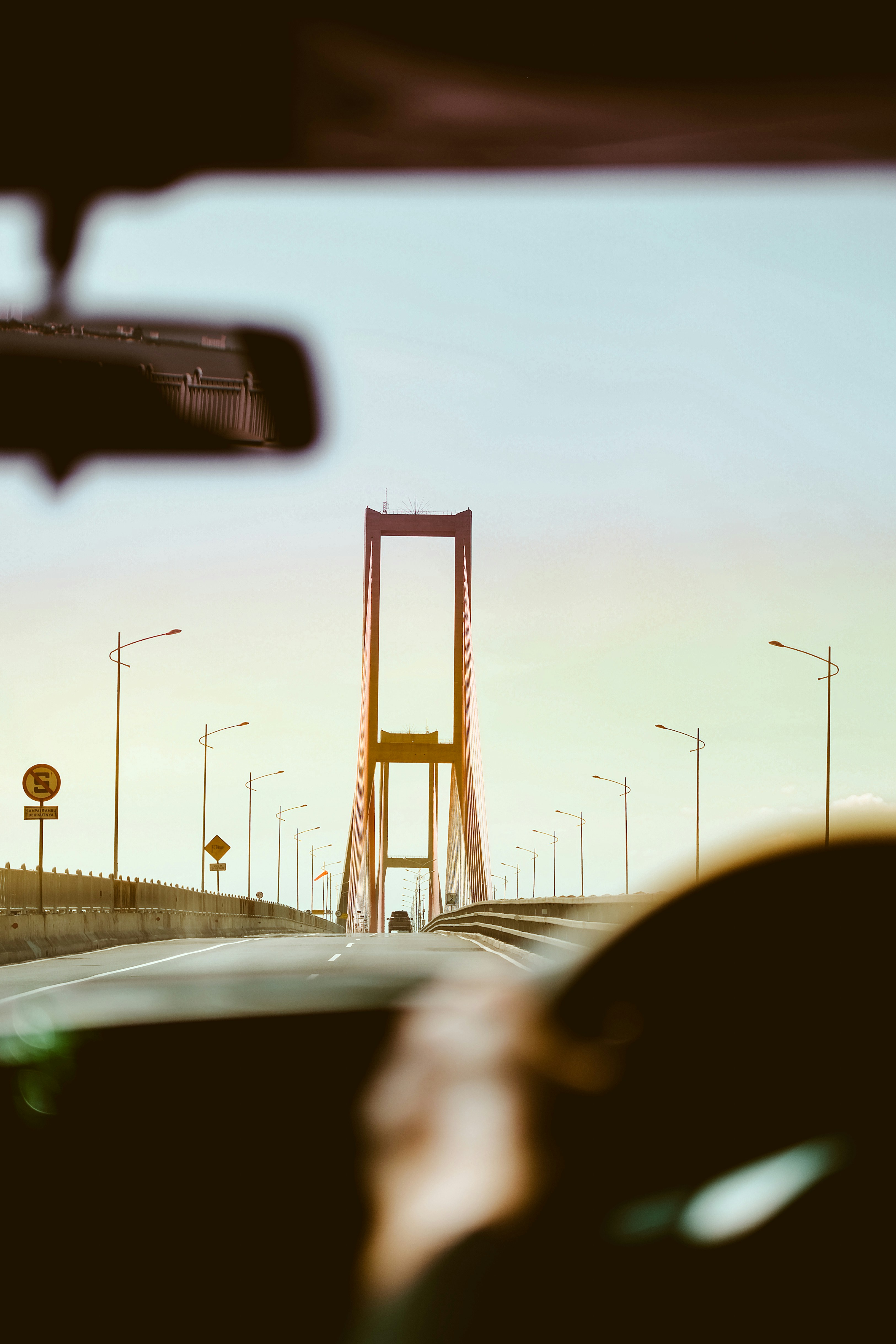 Bridge View From Inside A Car