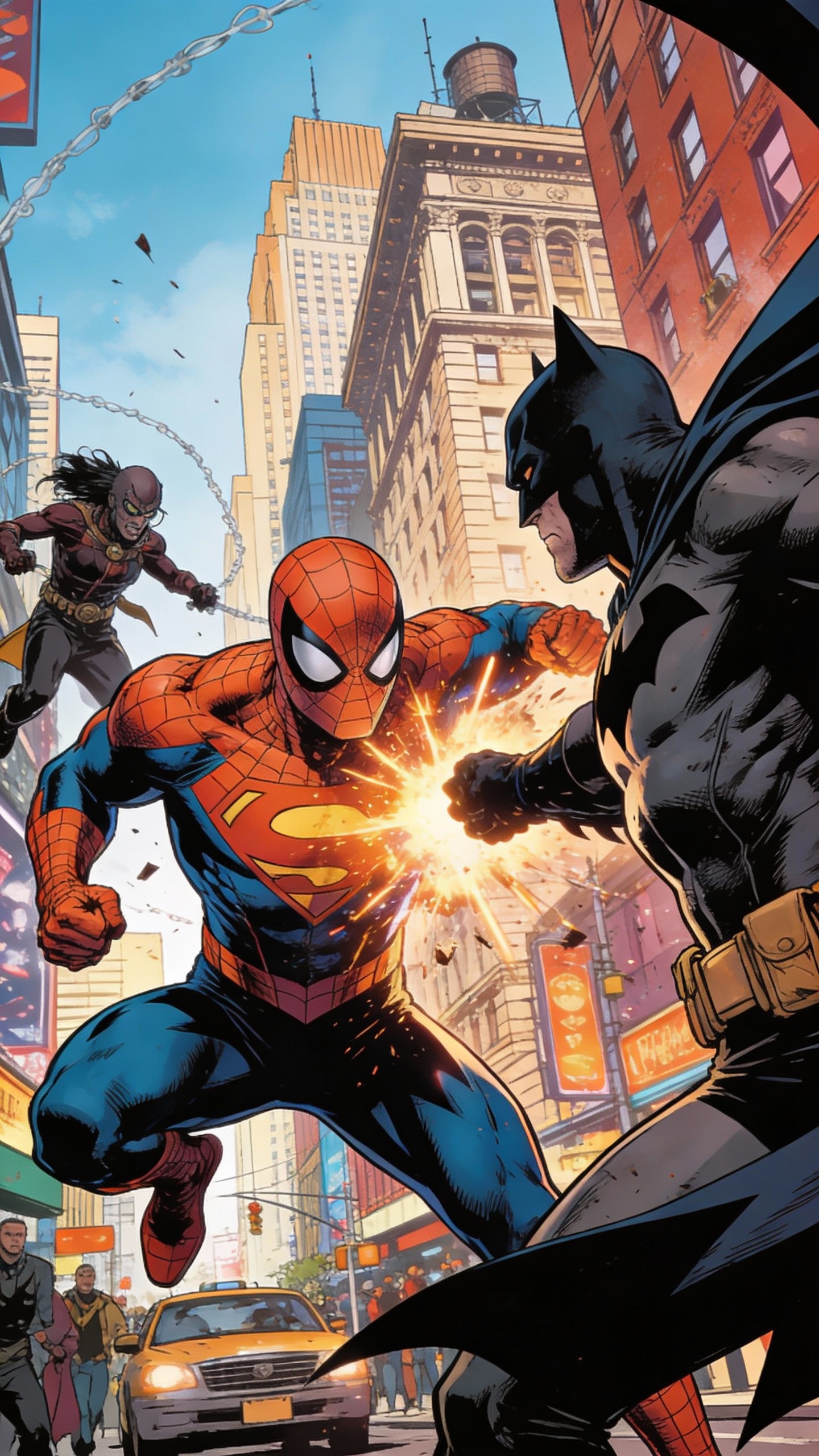 Hybrid Spider-Man Fights Batman in City