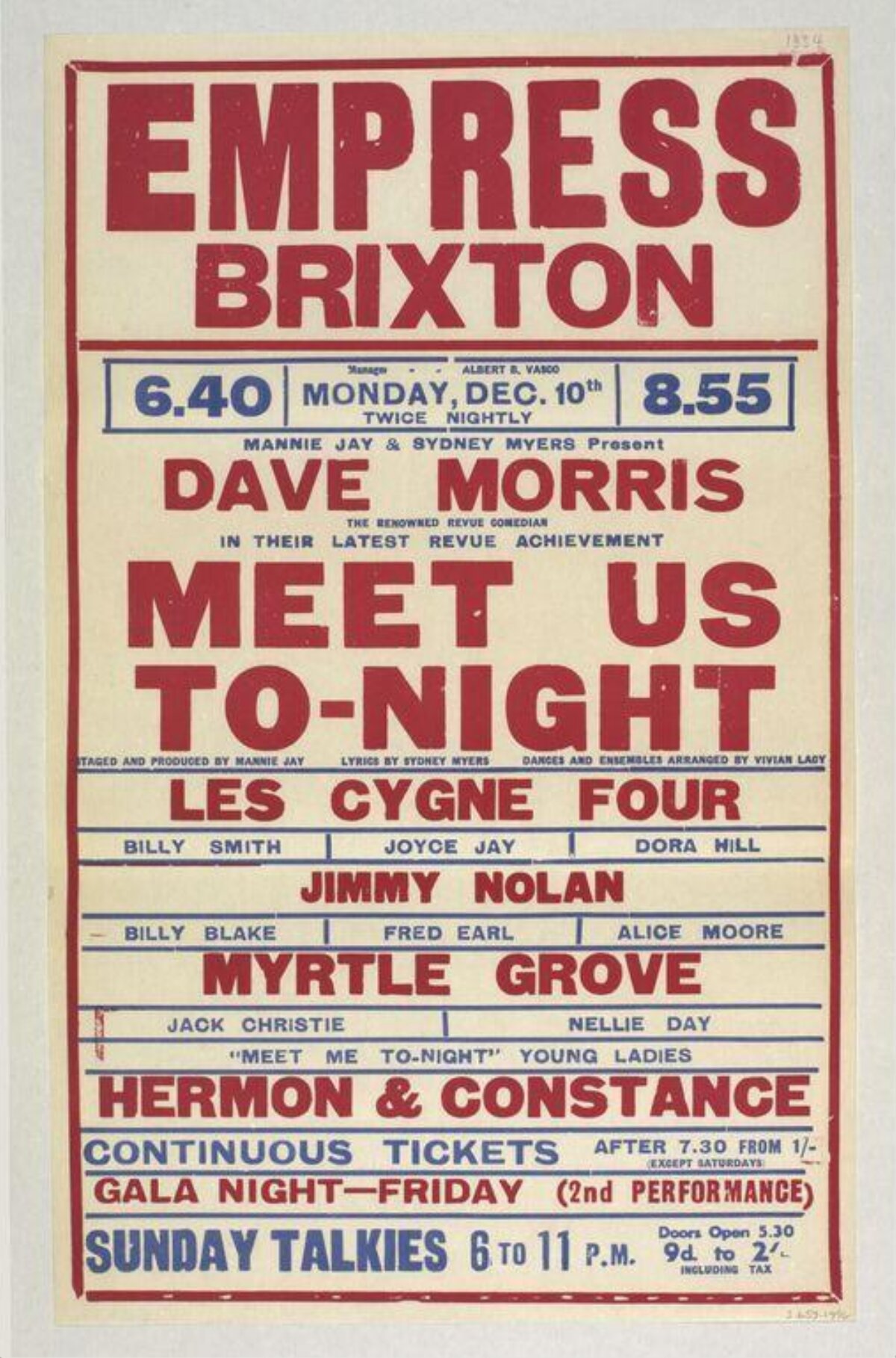 Vintage Empress Brixton Revue Poster