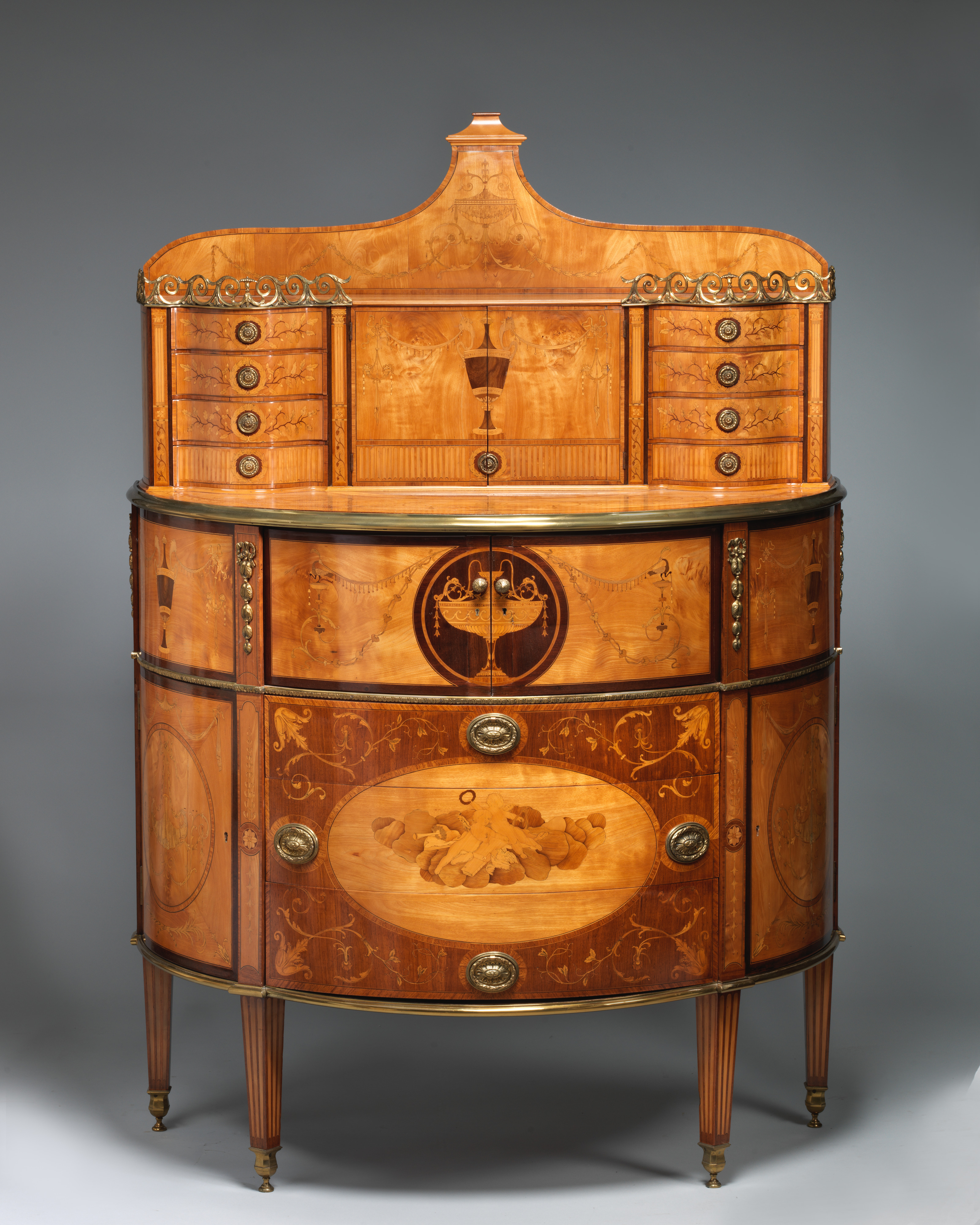 Ornate Antique Inlaid Wood Cabinet