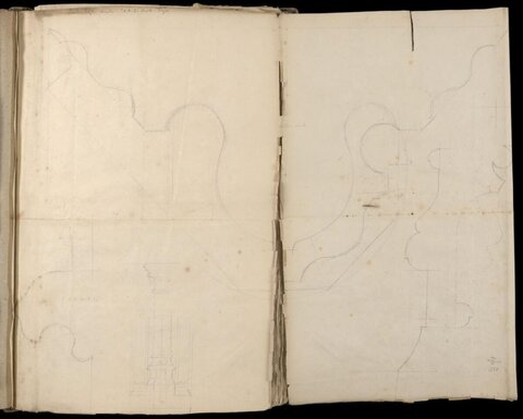 Open Old Sketchbook with Architectural Sketches