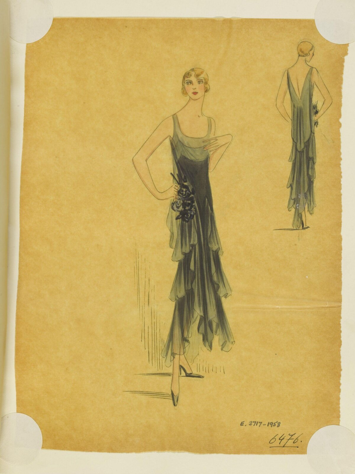 1920s Evening Gown Fashion Sketch