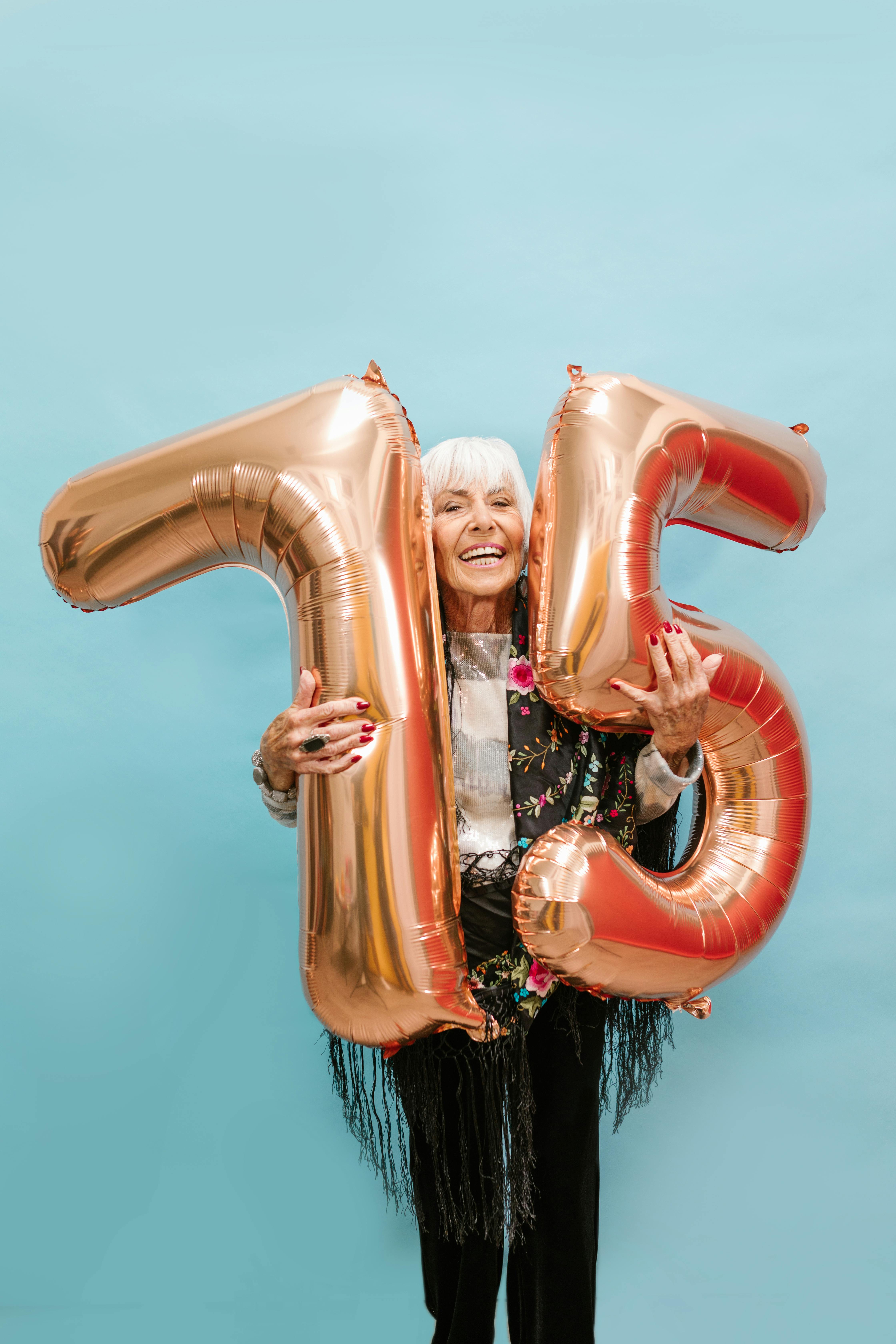 Senior Woman Celebrating 75th Birthday