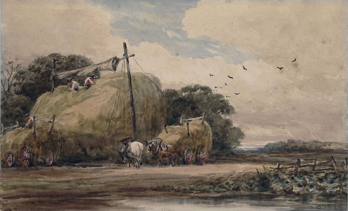 Countryside Hay Harvesting Scene