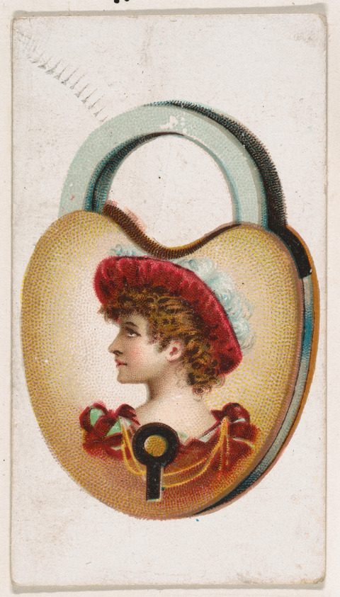 Vintage Heart Padlock with Woman Portrait