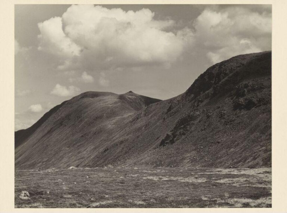 Black and White Mountain Valley Landscape