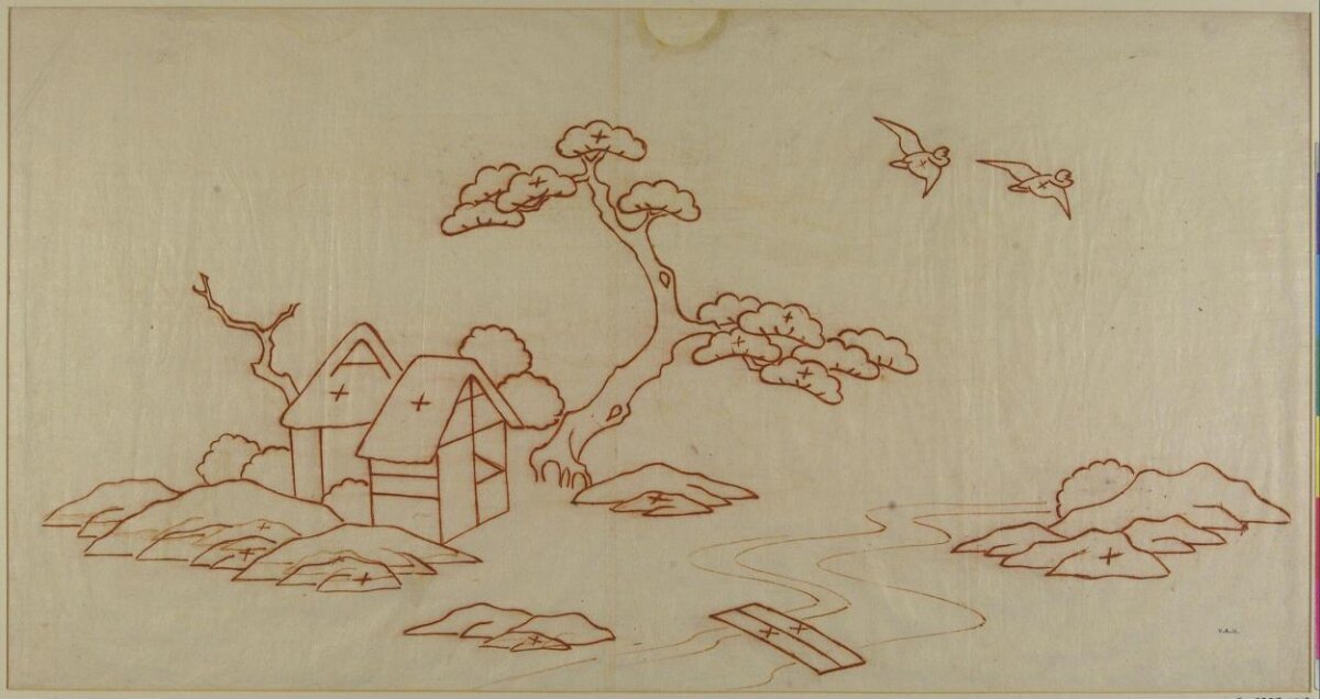 Line Drawing of Rural Landscape