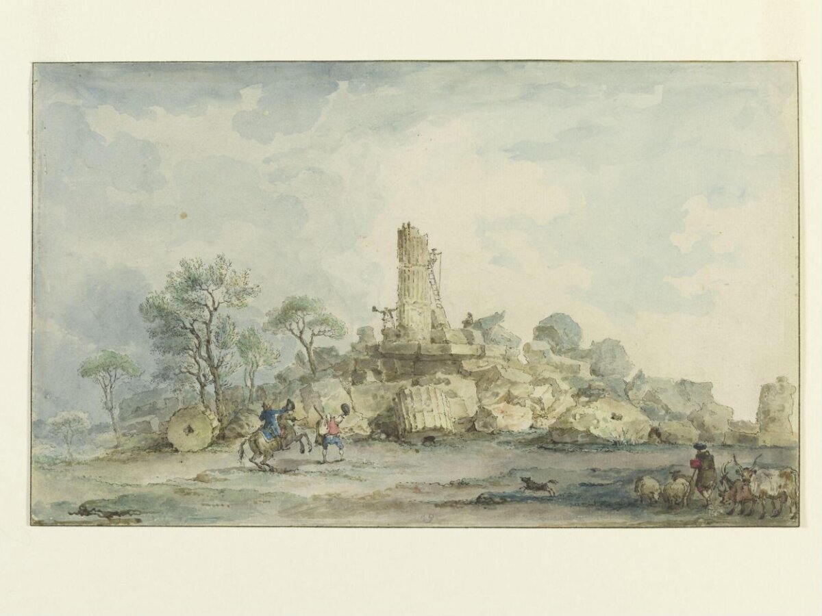 Landscape with Ancient Ruin and Travelers