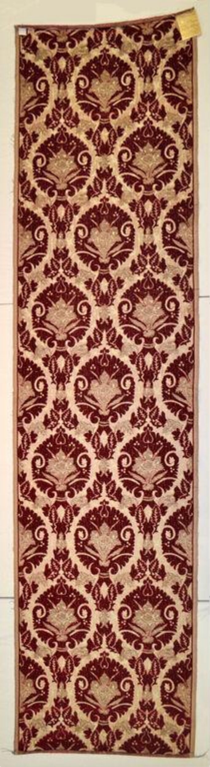 Vintage Red Gold Damask Textile Runner