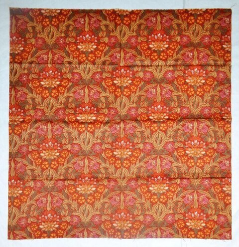 Orange Red Floral Patterned Fabric