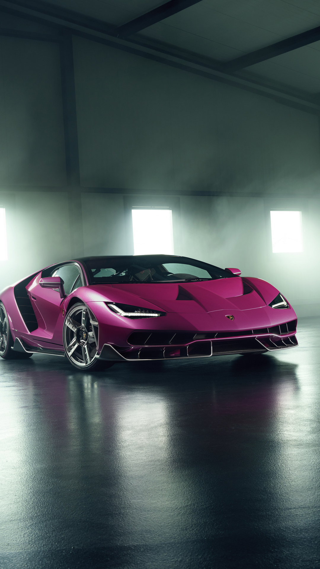 Pink Lamborghini In Empty Warehouse