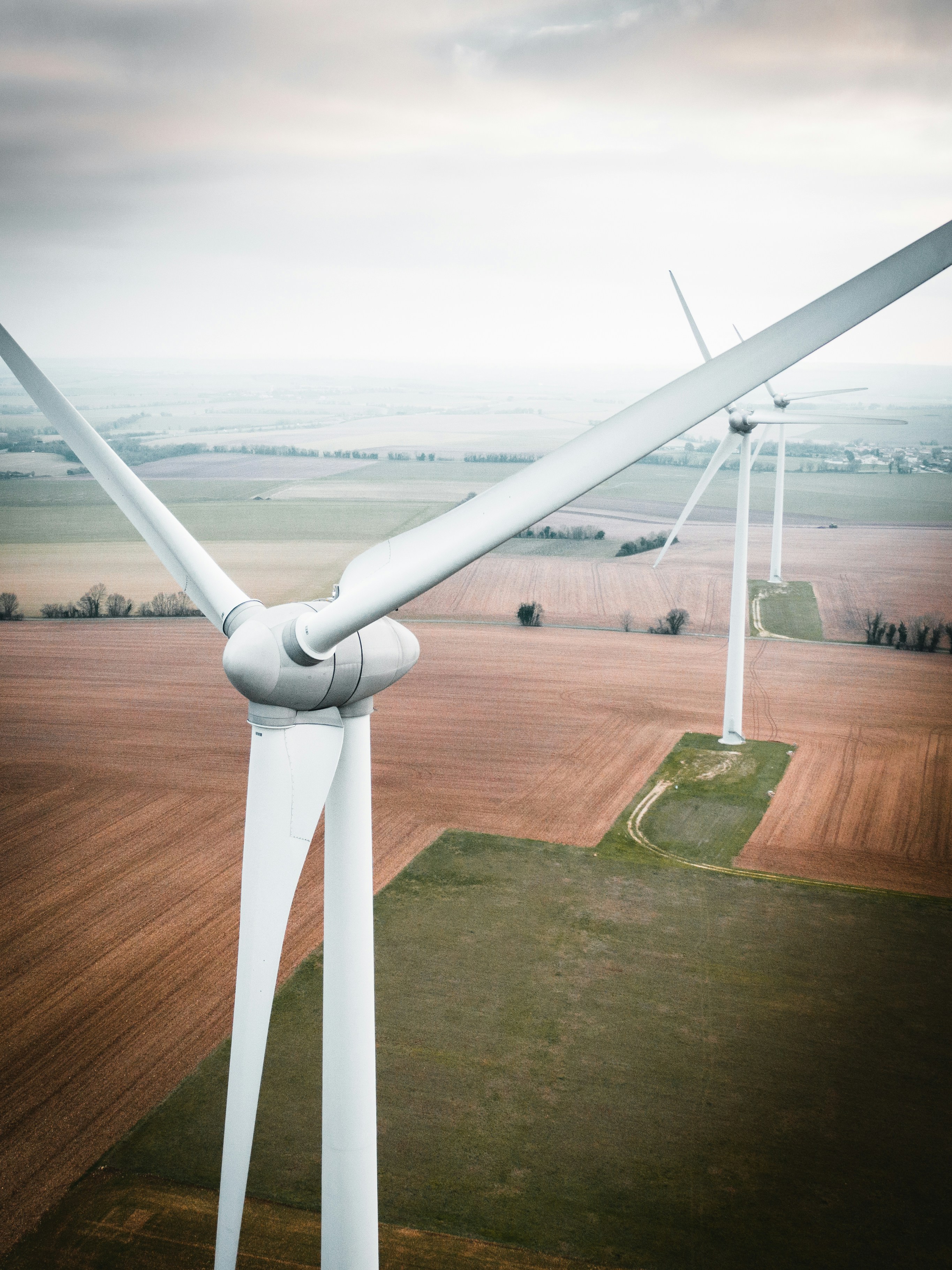 Wind Turbines on Plain Farmland