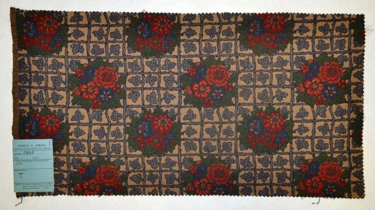 Vintage Floral Grid Textile Swatch