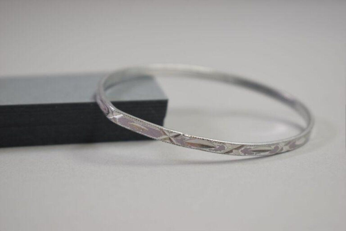Carved Silver Bangle
