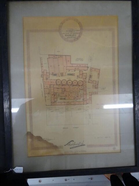 Framed Vintage Hanley Factory Floor Plan