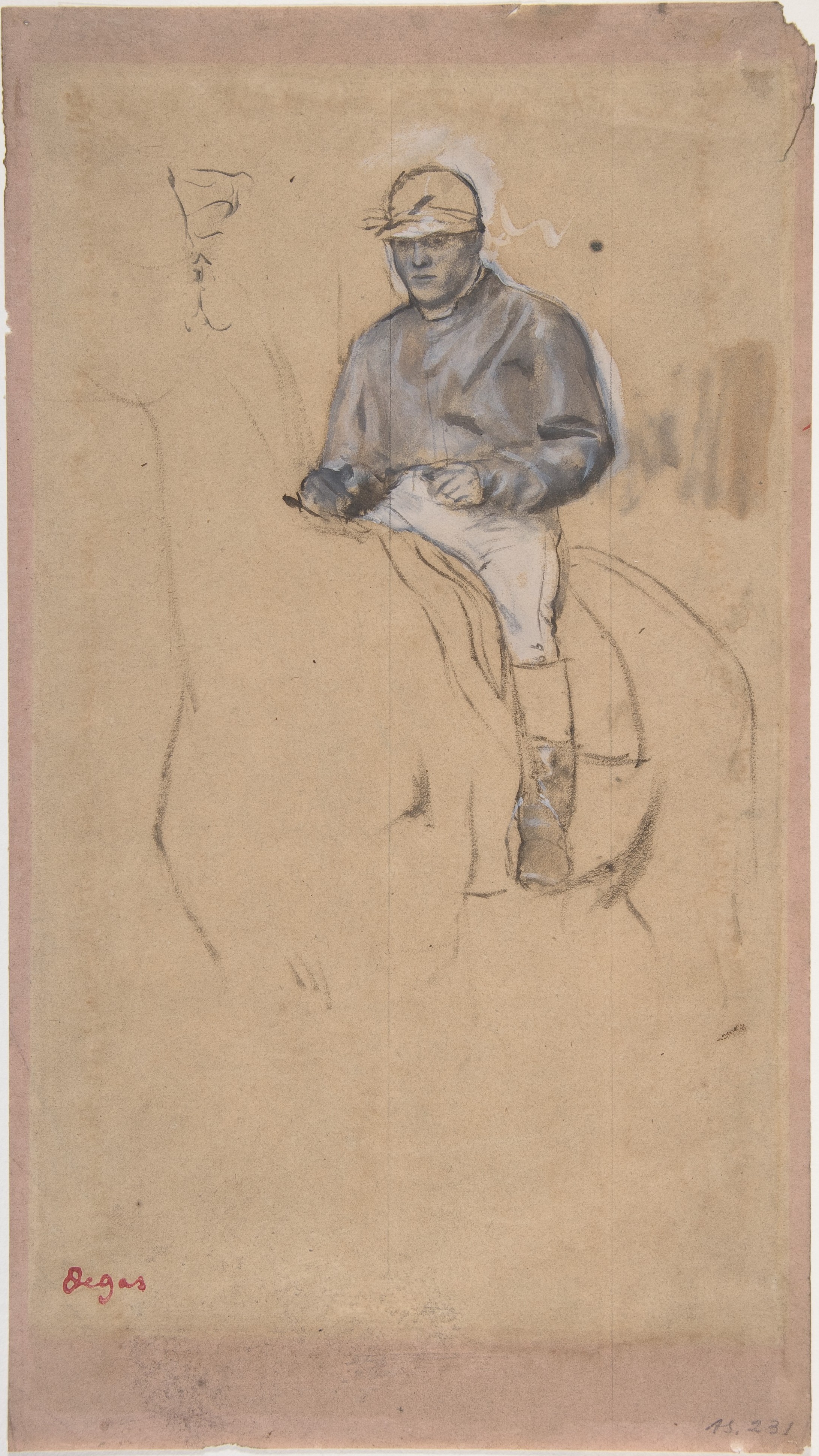 Sketch of a Jockey on Horseback