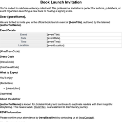 Book Launch Invitation