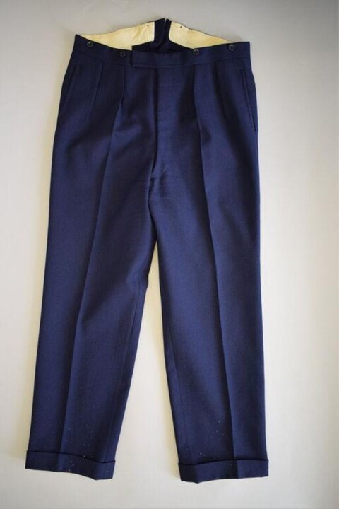 Navy Blue Pleated Trousers