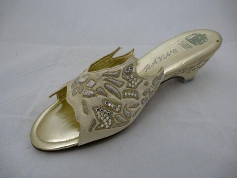 Vintage Embroidered Gold Mule Sandal