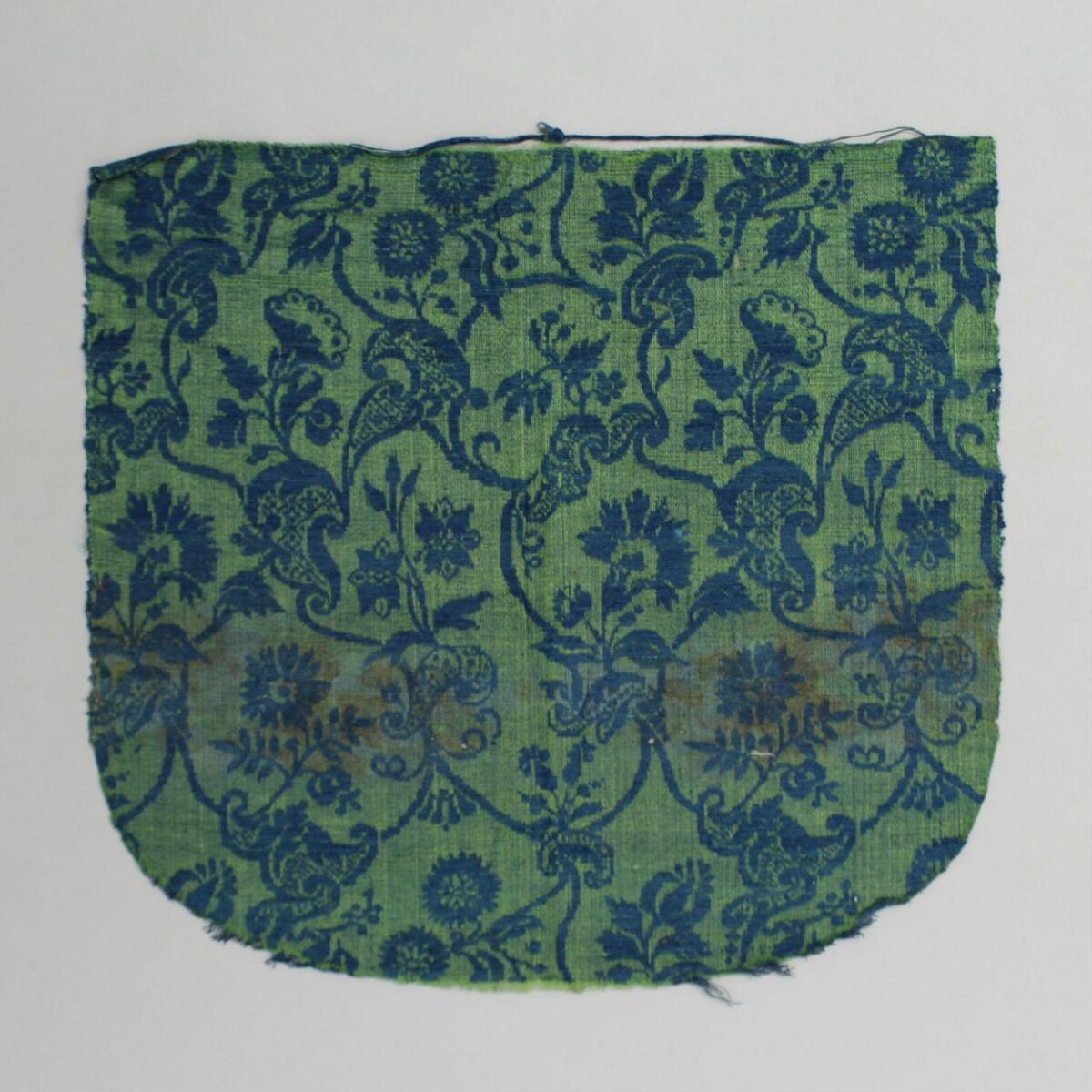 Green Blue Floral Woven Fabric Fragment