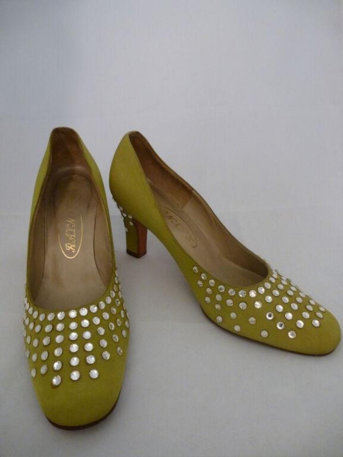 Lime Green Studded High Heel Pumps