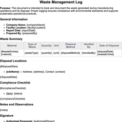 Waste Management Log