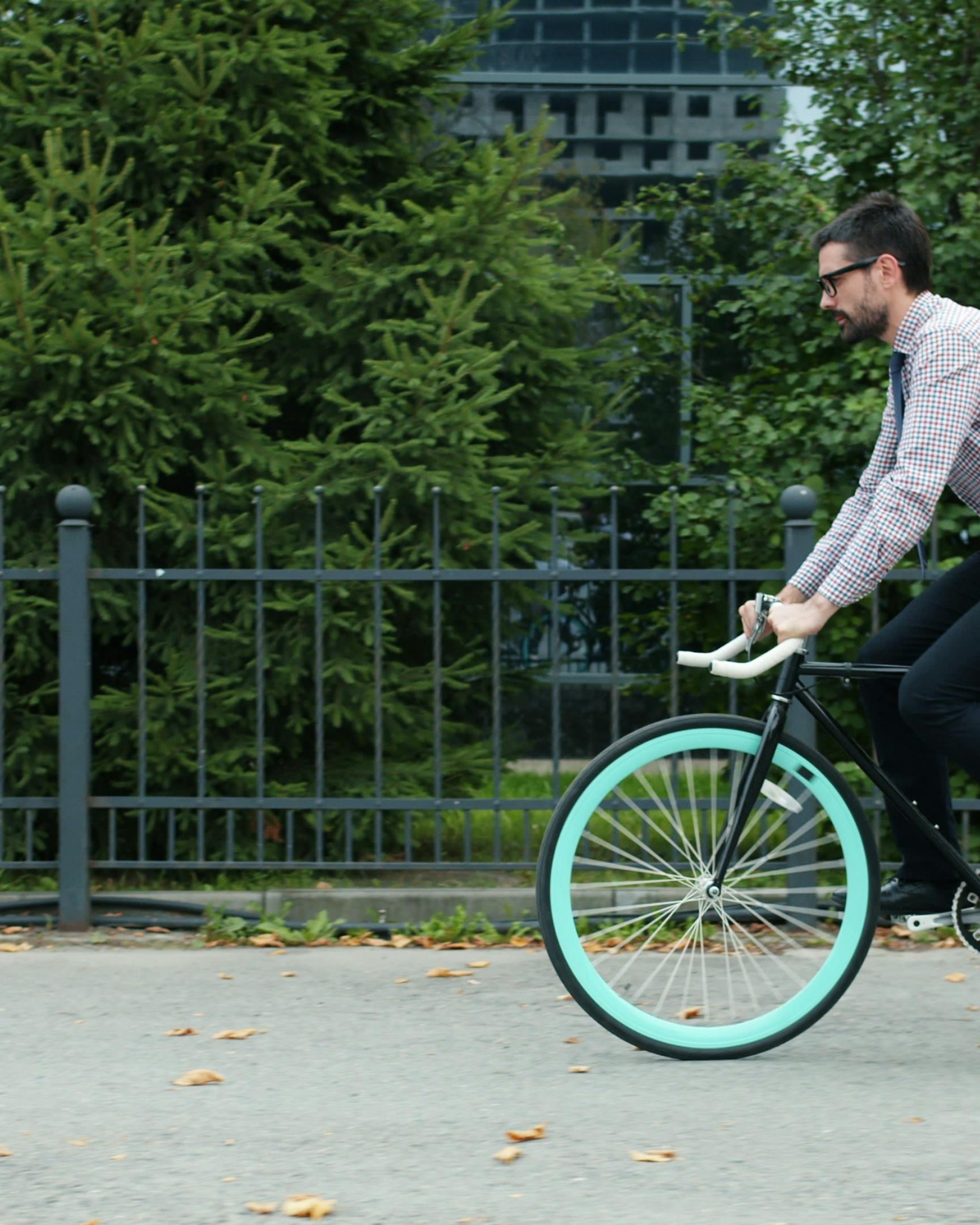 Businessman Commuting on Bicycle