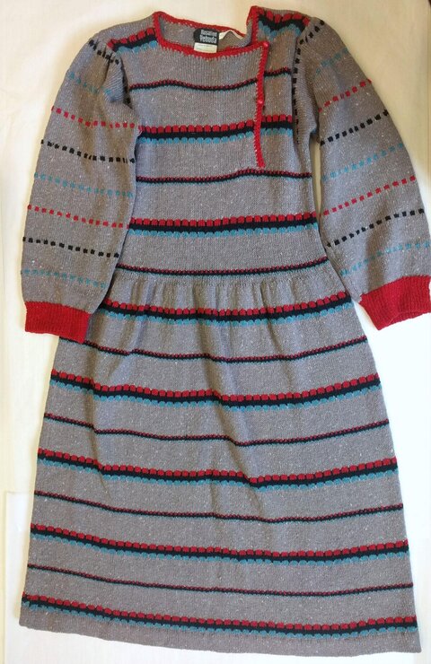 Striped Knit Long Sleeve Midi Dress